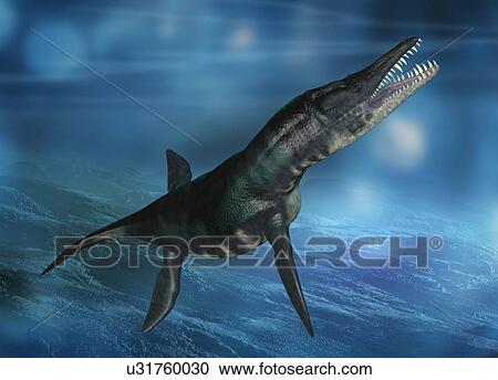 Stock Image - Liopleurodon marine reptile, illustration. Fotosearch