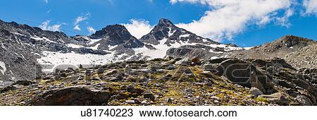 Stock Image - Mountain range, Davos, Graubnden, Switzerland. Fotosearch