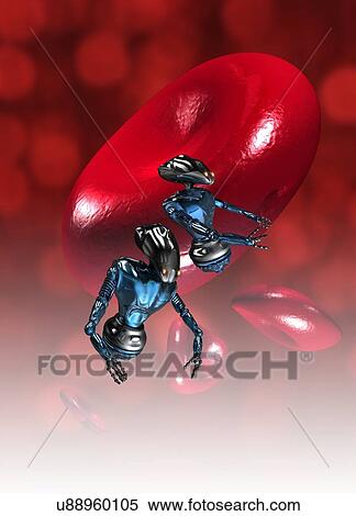 Stock Photography - Nanobots and red blood cell. Fotosearch