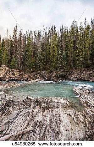 Stock Photography - Natural Bridge Falls, Kicking Horse River, Yoho National Park, Field, British Columbia, Canada. Fotosearch