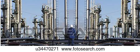 Oil and gas refinery, panoramic view View Large Photo Image Stock Image - Oil and gas refinery, panoramic view. Fotosearch