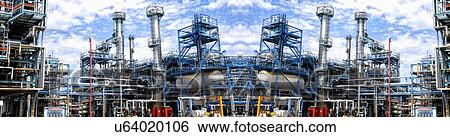 Oil and gas refinery, panoramic view View Large Photo Image Stock Photograph - Oil and gas refinery, panoramic view. Fotosearch