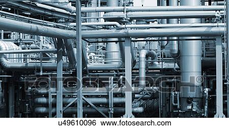 Stock Photograph - Oil refinery pipelines. Fotosearch