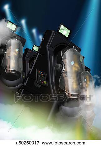 Stock Photo - People in hibernation units, illustration. Fotosearch