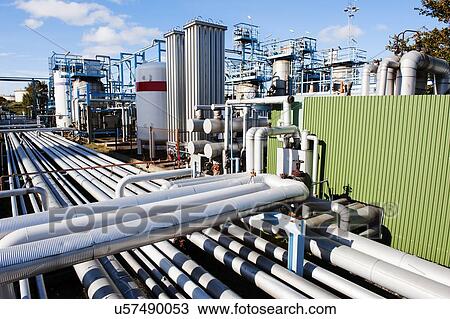 Pipework on an oil and gas refinery View Large Photo Image Stock Image - Pipework on an oil and gas refinery. Fotosearch