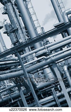Stock Photograph - Pipework on an oil and gas refinery. Fotosearch