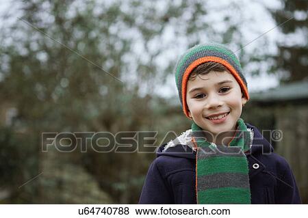 Portrait of boy in knit hat outdoors View Large Photo Image Stock Photo - Portrait of boy in knit hat outdoors. Fotosearch
