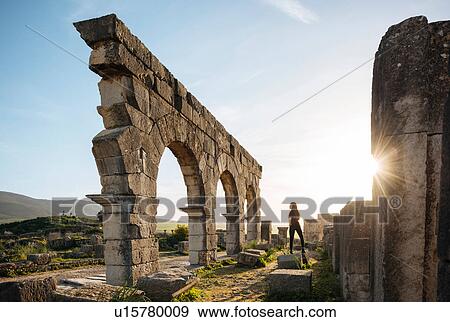 Stock Photo - Roman Ruins of Volubilis, Meknes, Morocco, North Africa. Fotosearch