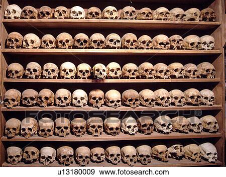 Rows of human skulls on shelves, Varlaam Monastery, Meteora, Thassaly, Greece View Large Photo Image Stock Photo - Rows of human skulls on shelves, Varlaam Monastery, Meteora, Thassaly, Greece. Fotosearch