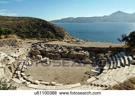 Stock Photo - Ruins of Roman theatre, Plaka, Milos Island, Cyclades Islands, Greece. Fotosearch