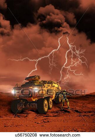 Stock Photo - Space vehicle on planet surface. Fotosearch