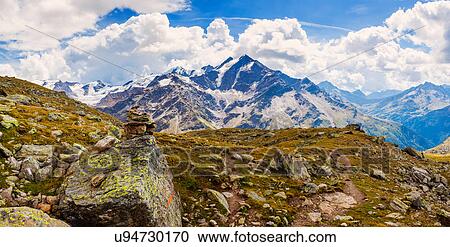 Stock Image - Stack of rocks in mountains, Santa Caterina Valfurva, Bormio, Italy. Fotosearch