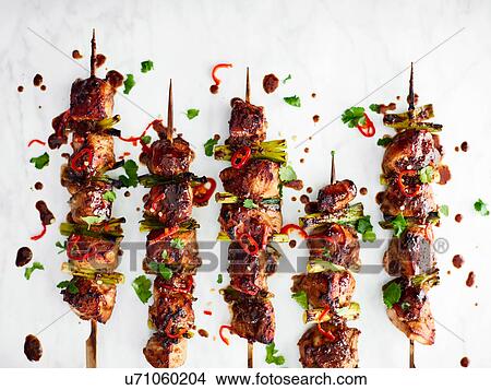 Teriyaki chicken skewers View Large Photo Image Picture - Teriyaki chicken skewers. Fotosearch
