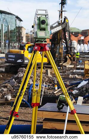 Stock Photography - Theodolite on construction site. Fotosearch