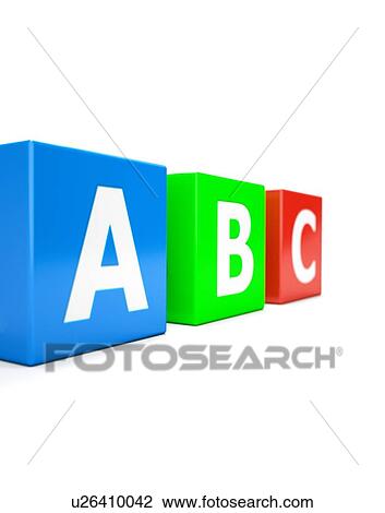 Stock Image - Three cubes with letters a, b, and c.. Fotosearch