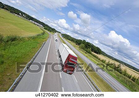 Stock Image - Truck on highway. Fotosearch