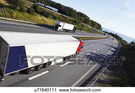 Stock Image - Truck on highway. Fotosearch