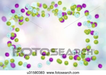 Stock Image - Virus particles, illustration. Fotosearch
