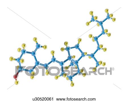 Stock Image - Vitamin D molecule and sun flare, artwork. Fotosearch
