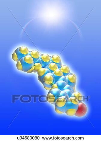 Stock Image - A molecular model of vitamin D3 (cholecalciferol), a form of vitamin D synthesized in the skin as a result of ultraviolet B light. Vitamin D3 plays a role in calcium absorption to maintain strong bones and balance levels of calcium and phosphorus in.... Fotosearch
