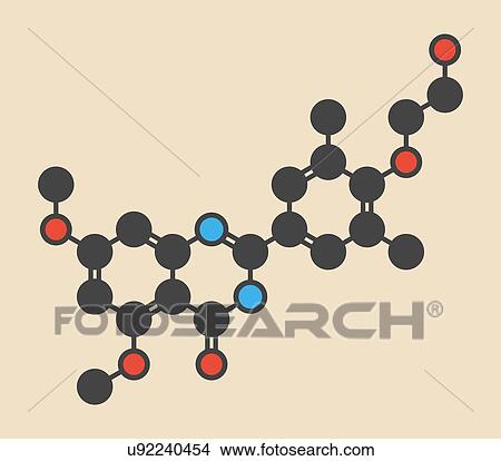 Apabetalone atherosclerosis drug molecule (BET inhibitor). Stylized skeletal formula (chemical structure): Atoms are shown as color-coded circles: hydrogen (hidden), carbon (grey), nitrogen (blue), oxygen (red). View Large Photo Image Picture - Apabetalone atherosclerosis drug molecule (BET inhibitor). Stylized skeletal formula (chemical structure): Atoms are shown as color-coded circles: hydrogen (hidden), carbon (grey), nitrogen (blue), oxygen (red).. Fotosearch