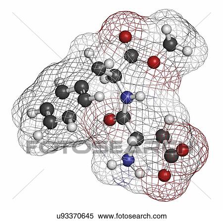 Aspartame artificial sweetener molecule (sugar substitute). Atoms are represented as spheres with conventional colour coding: hydrogen (white), carbon (grey), oxygen (red), nitrogen (blue). View Large Photo Image Stock Photography - Aspartame artificial sweetener molecule (sugar substitute). Atoms are represented as spheres with conventional colour coding: hydrogen (white), carbon (grey), oxygen (red), nitrogen (blue).. Fotosearch