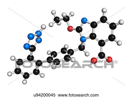 Candesartan hypertension drug molecule. 3D rendering. Atoms are represented as spheres with conventional colour coding: hydrogen (white), carbon (black), nitrogen (blue), oxygen (red). View Large Photo Image Stock Photography - Candesartan hypertension drug molecule. 3D rendering. Atoms are represented as spheres with conventional colour coding: hydrogen (white), carbon (black), nitrogen (blue), oxygen (red).. Fotosearch