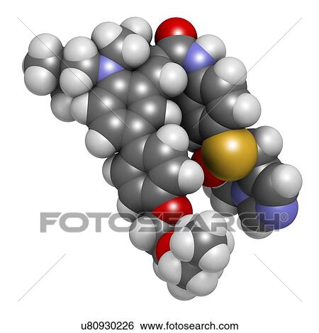 Cenicriviroc HIV drug molecule. 3D rendering. Atoms are represented as spheres with conventional colour coding: hydrogen (white), carbon (grey), nitrogen (blue), oxygen (red), sulfur (yellow). View Large Photo Image Stock Photograph - Cenicriviroc HIV drug molecule. 3D rendering. Atoms are represented as spheres with conventional colour coding: hydrogen (white), carbon (grey), nitrogen (blue), oxygen (red), sulfur (yellow).. Fotosearch