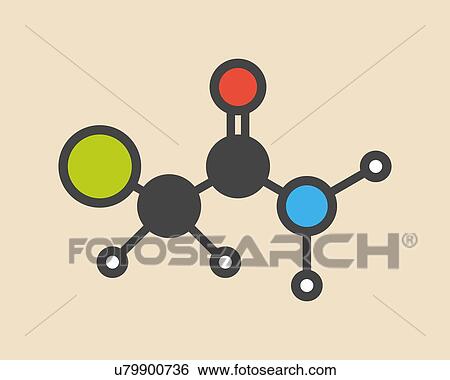 Chloroacetamide preservative molecule. Stylized skeletal formula (chemical structure): Atoms are shown as color-coded circles: hydrogen (white), carbon (grey), oxygen (red), nitrogen (blue), chlorine (green). View Large Photo Image Stock Photograph - Chloroacetamide preservative molecule. Stylized skeletal formula (chemical structure): Atoms are shown as color-coded circles: hydrogen (white), carbon (grey), oxygen (red), nitrogen (blue), chlorine (green).. Fotosearch