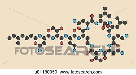 Colistin antibiotic drug molecule. Stylized skeletal formula (chemical structure): Atoms are shown as color-coded circles: hydrogen (hidden), carbon (grey), nitrogen (blue), oxygen (red). View Large Photo Image Stock Image - Colistin antibiotic drug molecule. Stylized skeletal formula (chemical structure): Atoms are shown as color-coded circles: hydrogen (hidden), carbon (grey), nitrogen (blue), oxygen (red).. Fotosearch