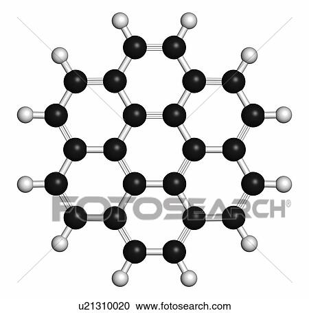 Stock Image - Coronene polyaromatic hydrocarbon (PAH) molecule. Atoms are represented as spheres with conventional colour coding: hydrogen (white), carbon (grey).. Fotosearch