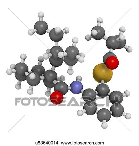 Dalcetrapib hypercholesterolemia drug molecule. 3D rendering. Atoms are represented as spheres with conventional colour coding: hydrogen (white), carbon (grey), nitrogen (blue), oxygen (red), sulfur (yellow). View Large Photo Image Picture - Dalcetrapib hypercholesterolemia drug molecule. 3D rendering. Atoms are represented as spheres with conventional colour coding: hydrogen (white), carbon (grey), nitrogen (blue), oxygen (red), sulfur (yellow).. Fotosearch