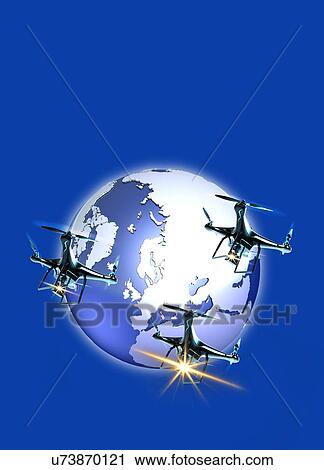 Stock Image - Drone surveillance, illustration.. Fotosearch