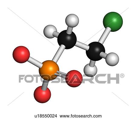 Picture - Ethephon plant growth regulator molecule. 3D rendering. Atoms are represented as spheres with conventional colour coding: hydrogen (white), carbon (black), oxygen (red), chlorine (green), phosphorus (orange).. Fotosearch