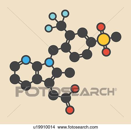 Fevipiprant asthma drug molecule. Stylized skeletal formula (chemical structure): Atoms are shown as color-coded circles: hydrogen (hidden), carbon (grey), nitrogen (blue), oxygen (red), sulfur (green), fluorine (cyan). View Large Photo Image Picture - Fevipiprant asthma drug molecule. Stylized skeletal formula (chemical structure): Atoms are shown as color-coded circles: hydrogen (hidden), carbon (grey), nitrogen (blue), oxygen (red), sulfur (green), fluorine (cyan).. Fotosearch