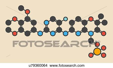 Fostamatinib rheumatoid arthritis drug molecule (Syk inhibitor). Stylized skeletal formula (chemical structure): Atoms are shown as color-coded circles: hydrogen (hidden), carbon (grey), nitrogen (blue), oxygen (red), fluorine (cyan), phosphorus (orange). View Large Photo Image Picture - Fostamatinib rheumatoid arthritis drug molecule (Syk inhibitor). Stylized skeletal formula (chemical structure): Atoms are shown as color-coded circles: hydrogen (hidden), carbon (grey), nitrogen (blue), oxygen (red), fluorine (cyan), phosphorus (orange).. Fotosearch