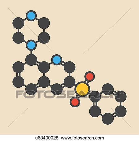 Intepirdine Alzheimer's disease drug molecule. Stylized skeletal formula (chemical structure): Atoms are shown as color-coded circles: hydrogen (hidden), carbon (grey), nitrogen (blue), oxygen (red), sulfur (yellow). View Large Photo Image Stock Photo - Intepirdine Alzheimer's disease drug molecule. Stylized skeletal formula (chemical structure): Atoms are shown as color-coded circles: hydrogen (hidden), carbon (grey), nitrogen (blue), oxygen (red), sulfur (yellow).. Fotosearch