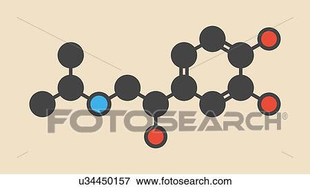 Isoprenaline (isoproterenol) drug molecule. Used in treatment of bradycardia, heart block and asthma. Stylized skeletal formula (chemical structure): Atoms are shown as color-coded circles: hydrogen (hidden), carbon (grey), nitrogen (blue), oxygen (red). View Large Photo Image Stock Photo - Isoprenaline (isoproterenol) drug molecule. Used in treatment of bradycardia, heart block and asthma. Stylized skeletal formula (chemical structure): Atoms are shown as color-coded circles: hydrogen (hidden), carbon (grey), nitrogen (blue), oxygen (red).. Fotosearch