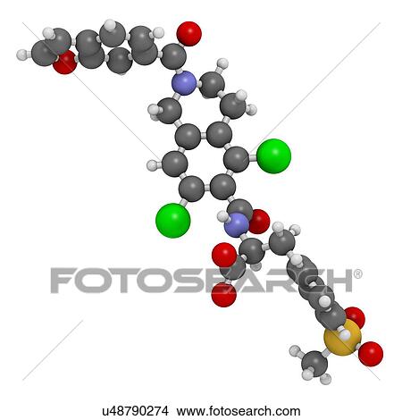 Lifitegrast drug molecule. Used in the treatment of keratoconjunctivitis sicca. 3D rendering. Atoms are represented as spheres with conventional colour coding: hydrogen (white), carbon (grey), nitrogen (blue), oxygen (red), sulfur (yellow), chlorine... View Large Photo Image Picture - Lifitegrast drug molecule. Used in the treatment of keratoconjunctivitis sicca. 3D rendering. Atoms are represented as spheres with conventional colour coding: hydrogen (white), carbon (grey), nitrogen (blue), oxygen (red), sulfur (yellow), chlorine.... Fotosearch