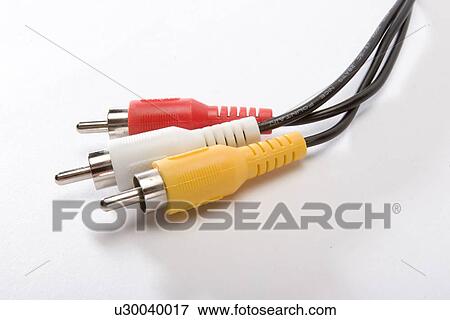 Stock Photo - male plugs with cable on white background. Fotosearch