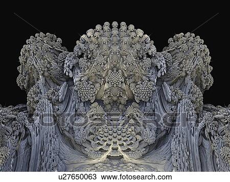 Stock Image - Mandelbulb fractal close-up. Computer-generated image of a three-dimensional analogue derived form a Mandelbrot Set using spherical coordinates.. Fotosearch