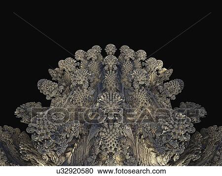 Stock Image - Mandelbulb fractal close-up. Computer-generated image of a three-dimensional analogue derived form a Mandelbrot Set using spherical coordinates.. Fotosearch
