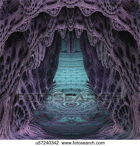 Stock Image - Mandelbulb fractal close-up. Computer-generated image of a three-dimensional analogue derived form a Mandelbrot Set using spherical coordinates.. Fotosearch