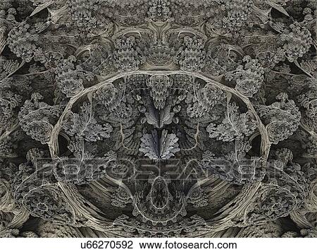 Stock Image - Mandelbulb fractal close-up. Computer-generated image of a three-dimensional analogue derived form a Mandelbrot Set using spherical coordinates.. Fotosearch