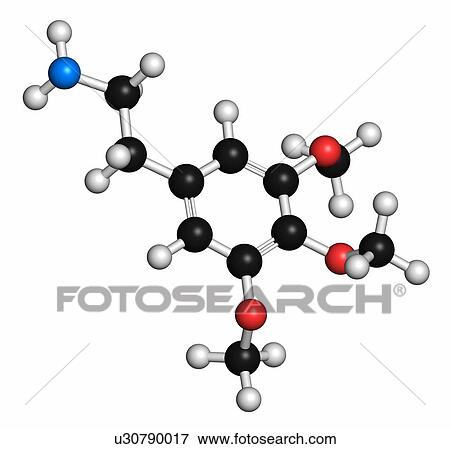 Mescaline peyote cactus psychedelic molecule. Atoms are represented as spheres with conventional colour coding: hydrogen (white), carbon (grey), oxygen (red), nitrogen (blue). View Large Photo Image Stock Photo - Mescaline peyote cactus psychedelic molecule. Atoms are represented as spheres with conventional colour coding: hydrogen (white), carbon (grey), oxygen (red), nitrogen (blue).. Fotosearch