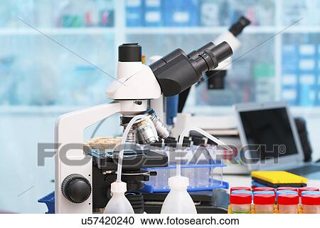 Microscope and scientific equipment in the laboratory. View Large Photo Image Stock Image - Microscope and scientific equipment in the laboratory.. Fotosearch