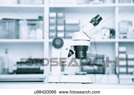 Stock Photograph - Microscope in science laboratory.. Fotosearch