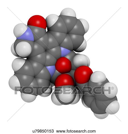 Midostaurin cancer drug molecule (protein kinase inhibitor). 3D rendering. Atoms are represented as spheres with conventional colour coding: hydrogen (white), carbon (grey), nitrogen (blue), oxygen (red). View Large Photo Image Stock Image - Midostaurin cancer drug molecule (protein kinase inhibitor). 3D rendering. Atoms are represented as spheres with conventional colour coding: hydrogen (white), carbon (grey), nitrogen (blue), oxygen (red).. Fotosearch