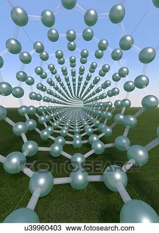 Stock Image - Molecular model of Carbon nanotube. Computer artwork.. Fotosearch
