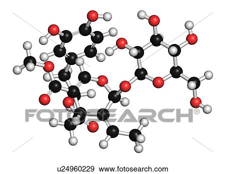 Oleuropein olive component molecule. In part responsible for pungency of virgin olive oil, may have beneficial properties. 3D rendering. Atoms are represented as spheres with conventional colour coding: hydrogen (white), carbon (black), oxygen (red). View Large Photo Image Stock Photo - Oleuropein olive component molecule. In part responsible for pungency of virgin olive oil, may have beneficial properties. 3D rendering. Atoms are represented as spheres with conventional colour coding: hydrogen (white), carbon (black), oxygen (red).. Fotosearch